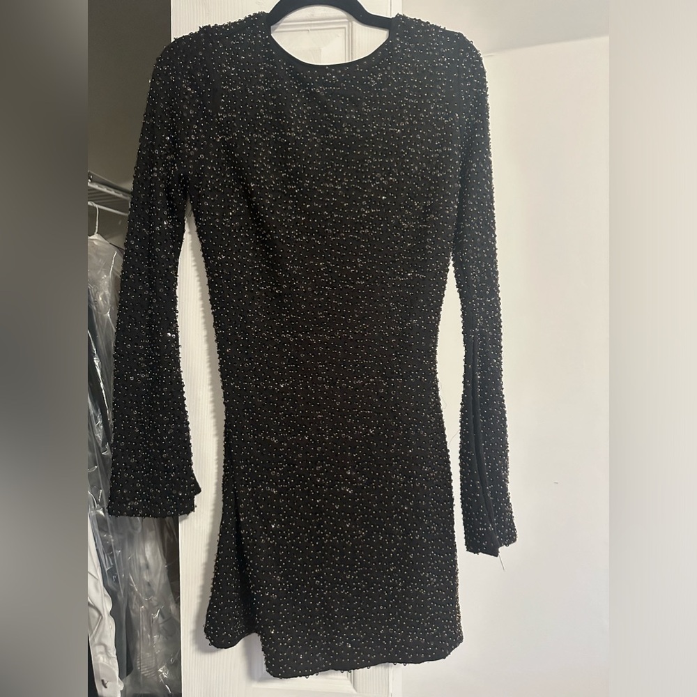 NBD Mini long sleeve dress with embellishments